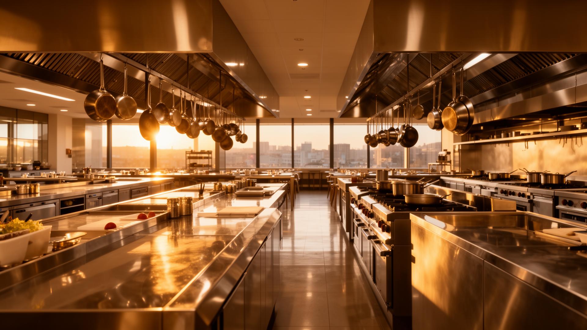 Pristine commercial restaurant kitchen