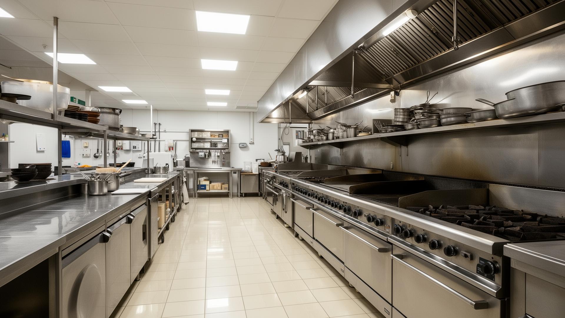Pristine commercial restaurant kitchen