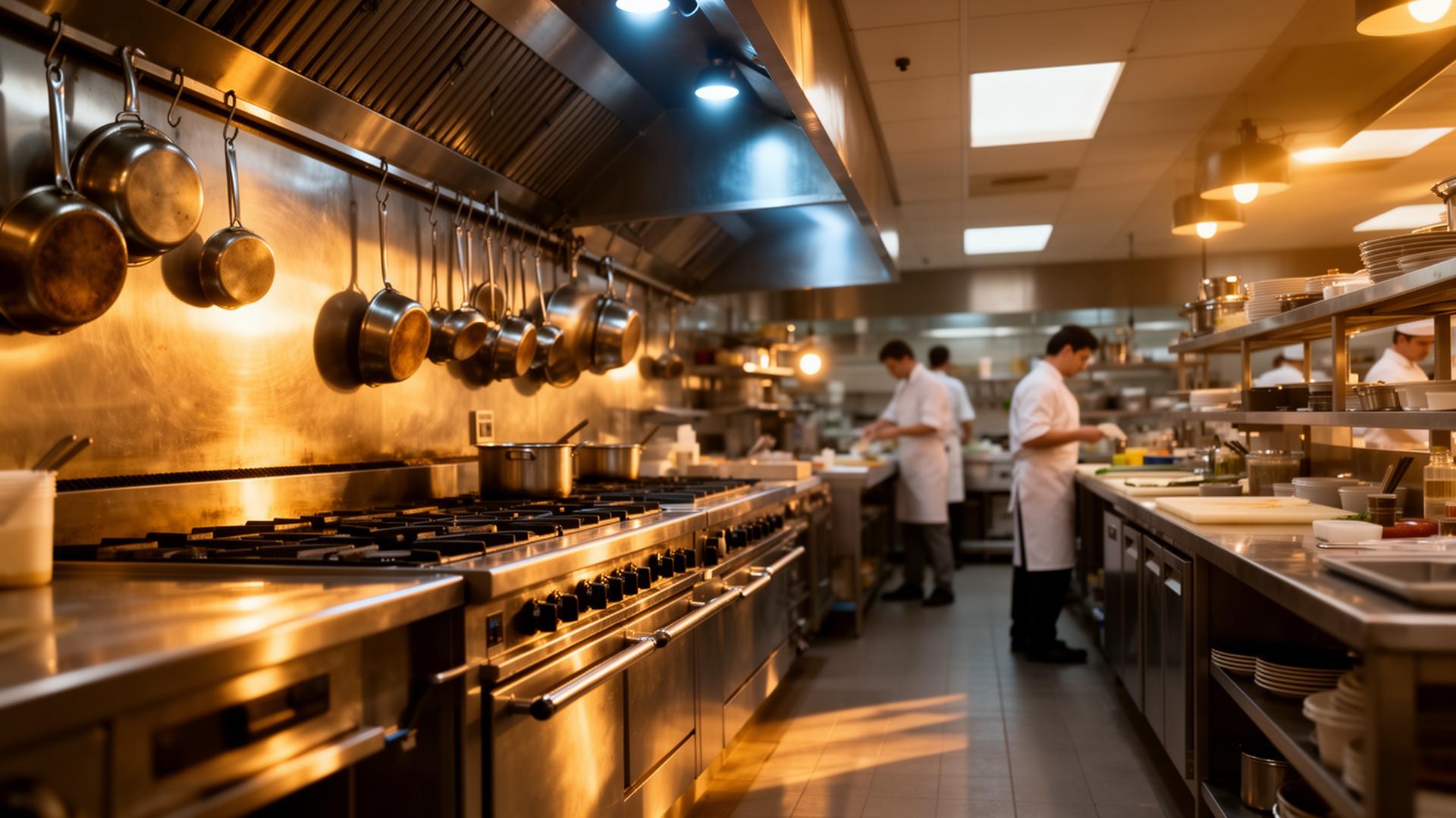 Pristine commercial restaurant kitchen